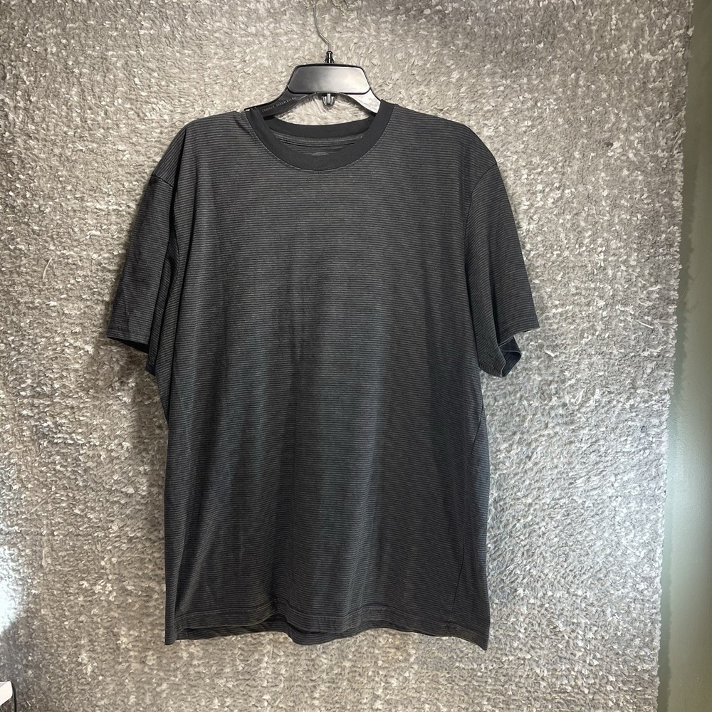 Prana Short Sleeve T-Shirt Black Gray Striped XL Soft Preppy Casual